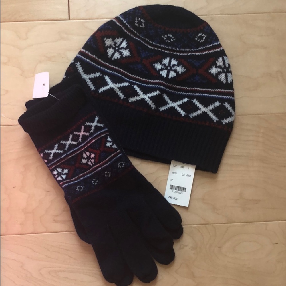 Brooks Brothers Fair Isle Wool hat & glove set